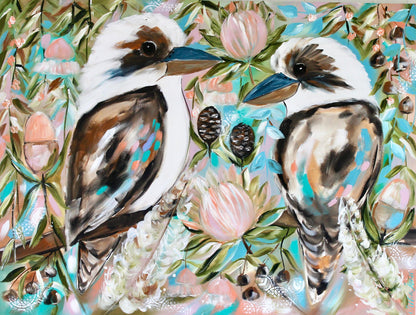 Laughter Among the Blooms - Original Kookaburra Artwork - 1.2x900 - Julia Jones Art