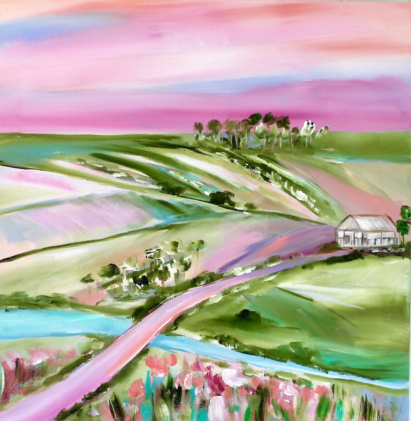 Pastel Valley Retreat - 60x60cm