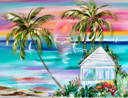 Sunset Serenity: A Coastal Escape - 1.2x900 - Julia Jones Art