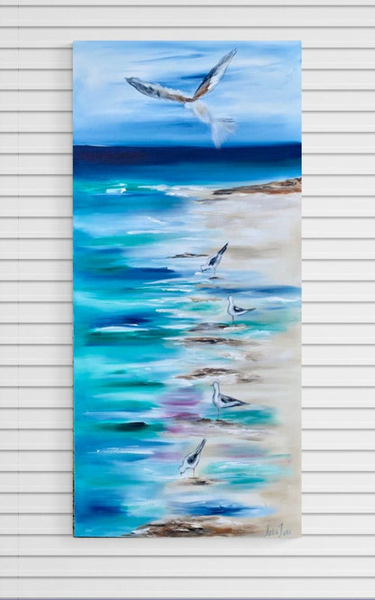 Beach Vibes - Seagulls Flying Freely - Julia Jones Art