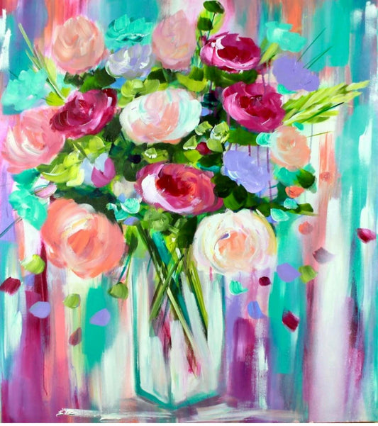 Floral Harmony: Disbuds, Hydrangeas, and Roses - Julia Jones Art