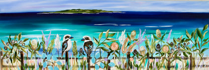 Rustic Perch – Kookaburras with an Ocean View - Julia Jones Art