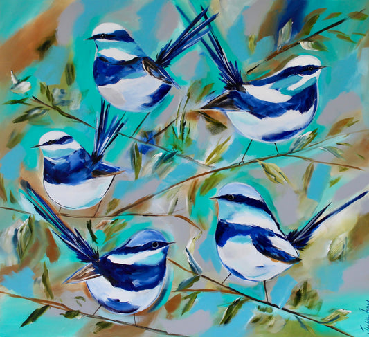 Blue Wrens in Vibrant Harmony - 1mx1.1