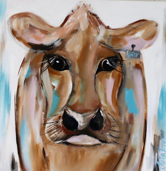 Daisy the Brown Cow - 40x40cm - Julia Jones Art