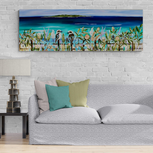 Rustic Perch – Kookaburras with an Ocean View - Julia Jones Art