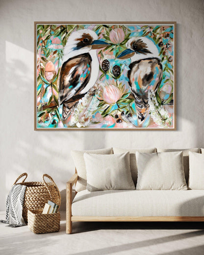 Laughter Among the Blooms - Original Kookaburra Artwork - 1.2x900 - Julia Jones Art