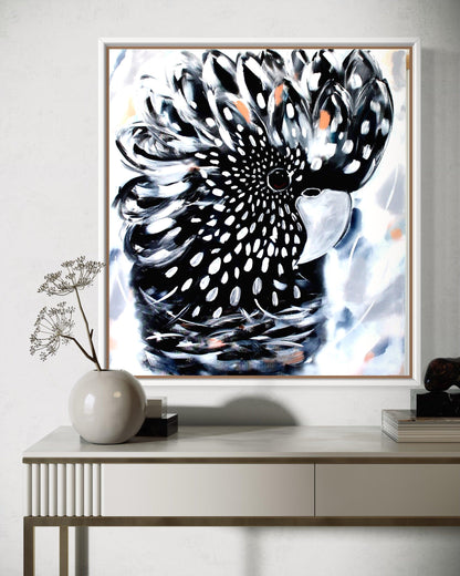 Enchanted Cockatoo: Elegance in Apricot and Grey - 900x900 - Julia Jones Art