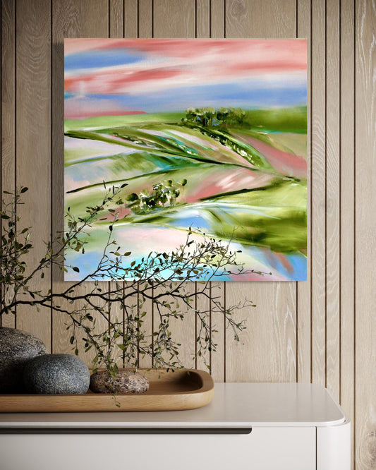 Rolling Fields at Dusk – 60 x 60cm