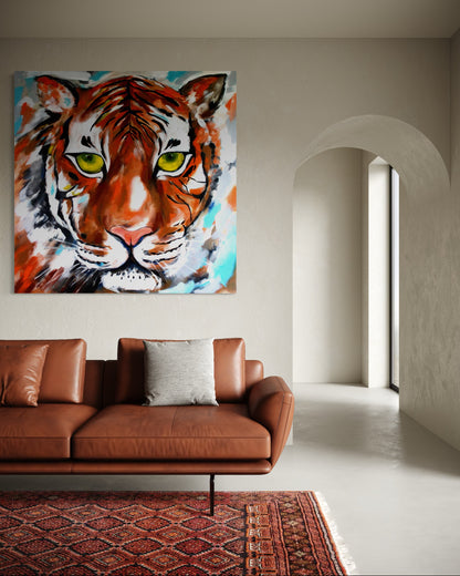 Eyes of the Wild – A Fierce and Mesmerizing Statement - 1.1m x 1.1m