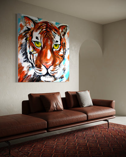 Eyes of the Wild – A Fierce and Mesmerizing Statement - 1.1m x 1.1m