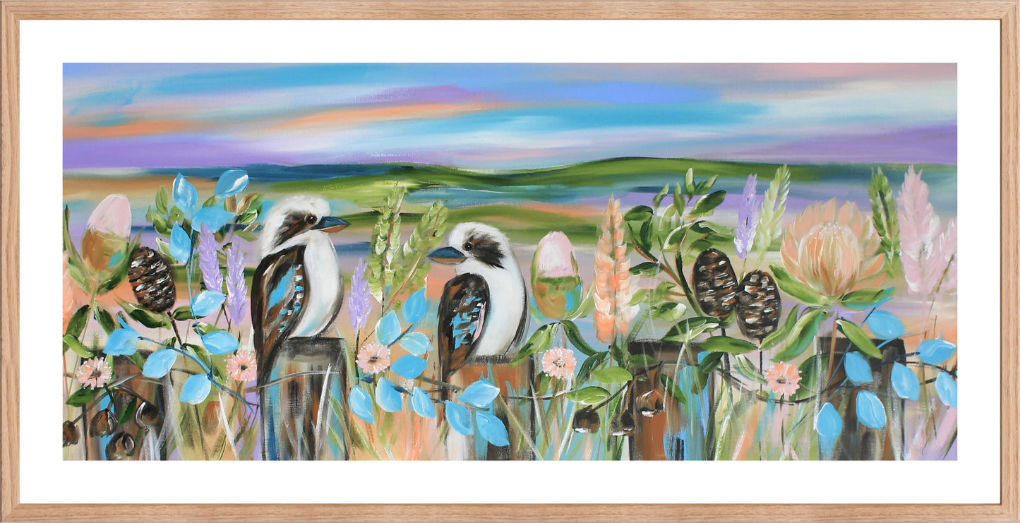 Kookaburras in the Field - 100 x 50cm