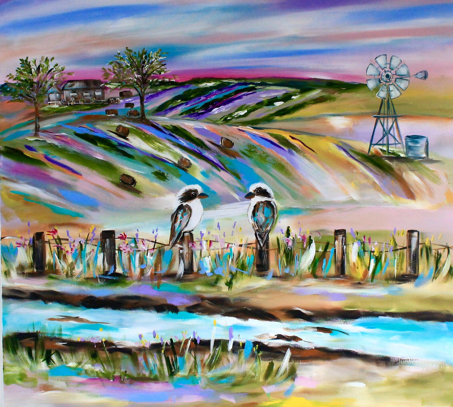 A Country charm - Serenity by the Stream - 1.1x1m - Julia Jones Art