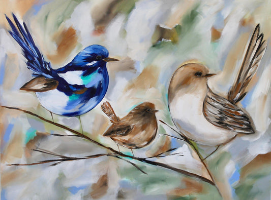 A Family of Wrens: Nature's Gentle Harmony - 1.2x900 - Julia Jones Art