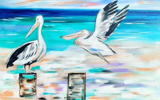 Beach Vibes - Pelicans Point - Julia Jones Art