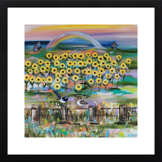 Rainbow over Sunflowers - 40 x 40cm