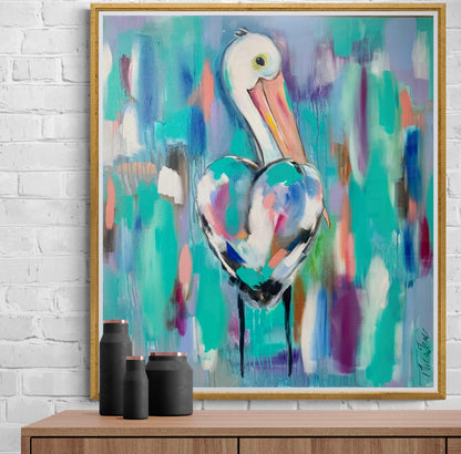 Beach Vibes - Pelican in full colours - Julia Jones Art