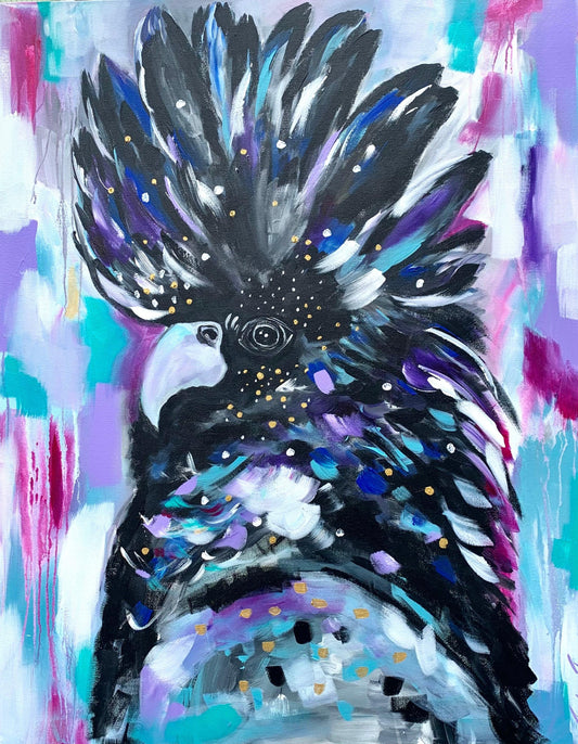 Birds - Striking Black Cockatoo - Julia Jones Art