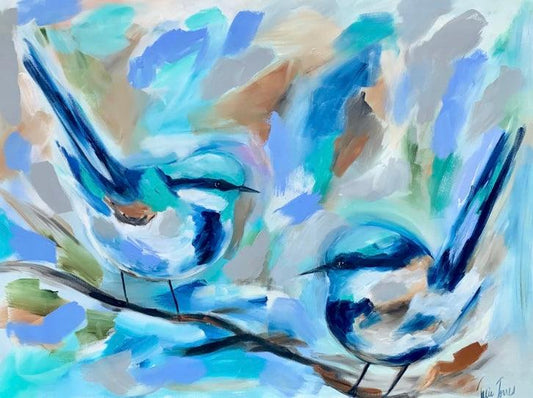 Birds - My sweet blue wren - Julia Jones Art