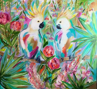 Birds - Cockatoo Blossoms - Julia Jones Art