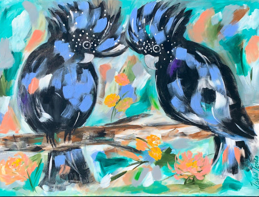 Birds - Striking Black Cockatoos - Julia Jones Art